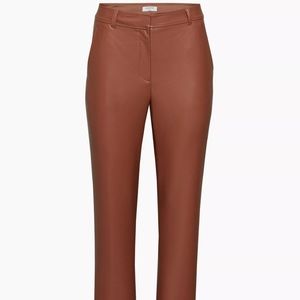 Aritzia Womens Brown Leather Babaton Pant Soze 4 never worn originally $150